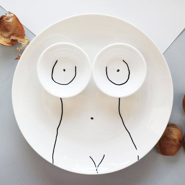 BODY | Ceramic plate and sauce dish set